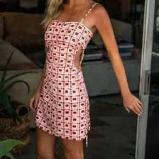 Pink and Red Geometric Print Mini Dress - photo 2