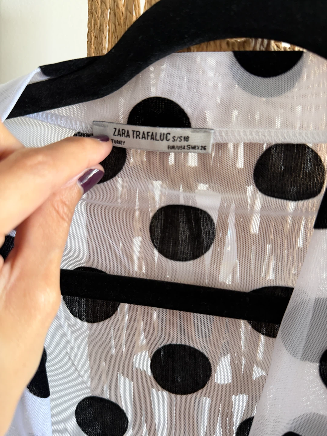 Zara Trafaluc Polka Dot Mesh Top - photo 2