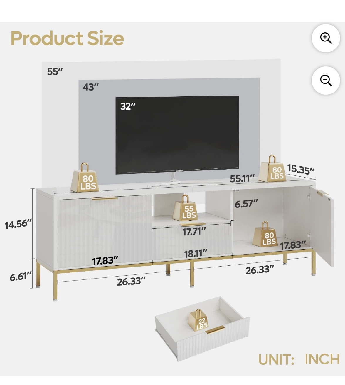 Moving Sale - White TV Stand with Gold Legs - photo 2