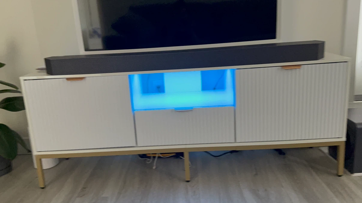 Moving Sale - White TV Stand with Gold Legs - photo 4