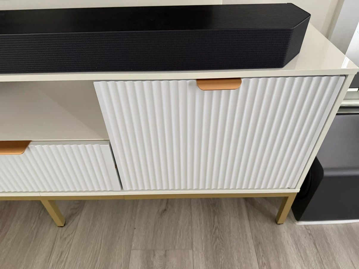 Moving Sale - White TV Stand with Gold Legs - photo 5