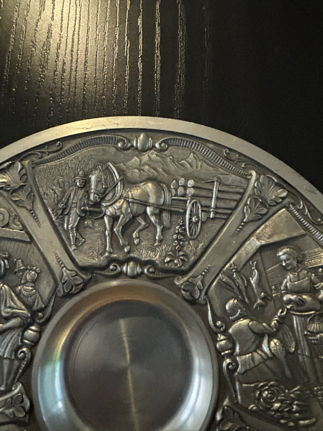 vintage German pewter decorative wall plate - photo 2