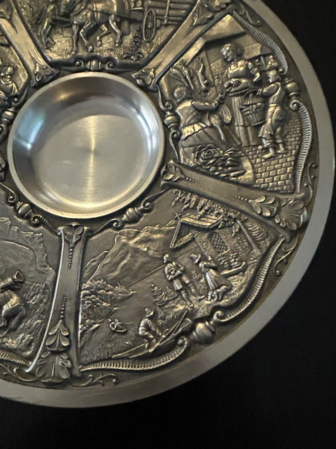 vintage German pewter decorative wall plate - photo 4