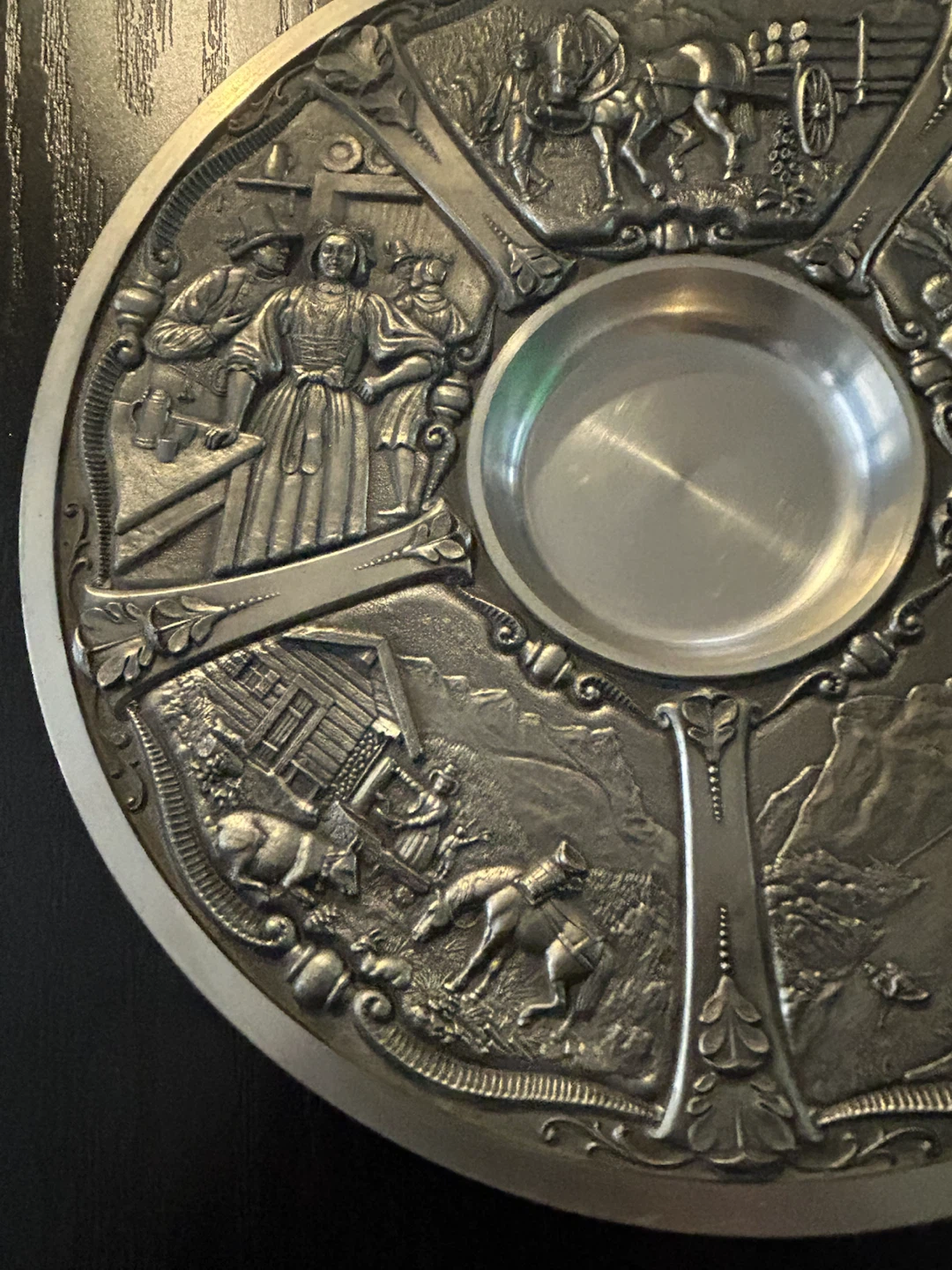 vintage German pewter decorative wall plate - photo 5