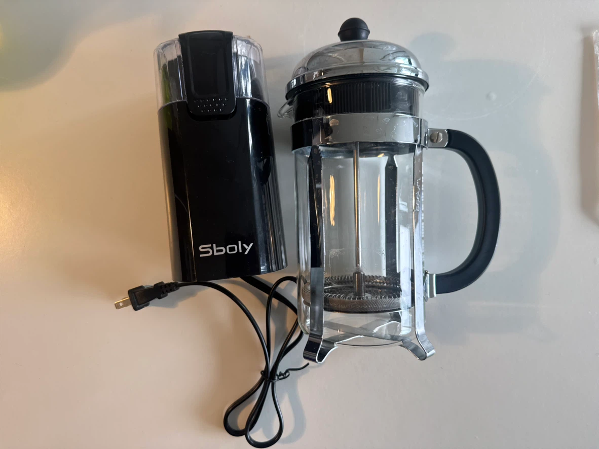 2 FOR $20 COFFEE PRESS AND COFFEE GRINDER