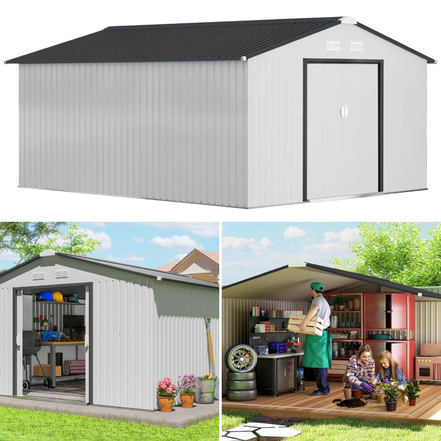 Outsunny Galvanized Steel Storage Shed