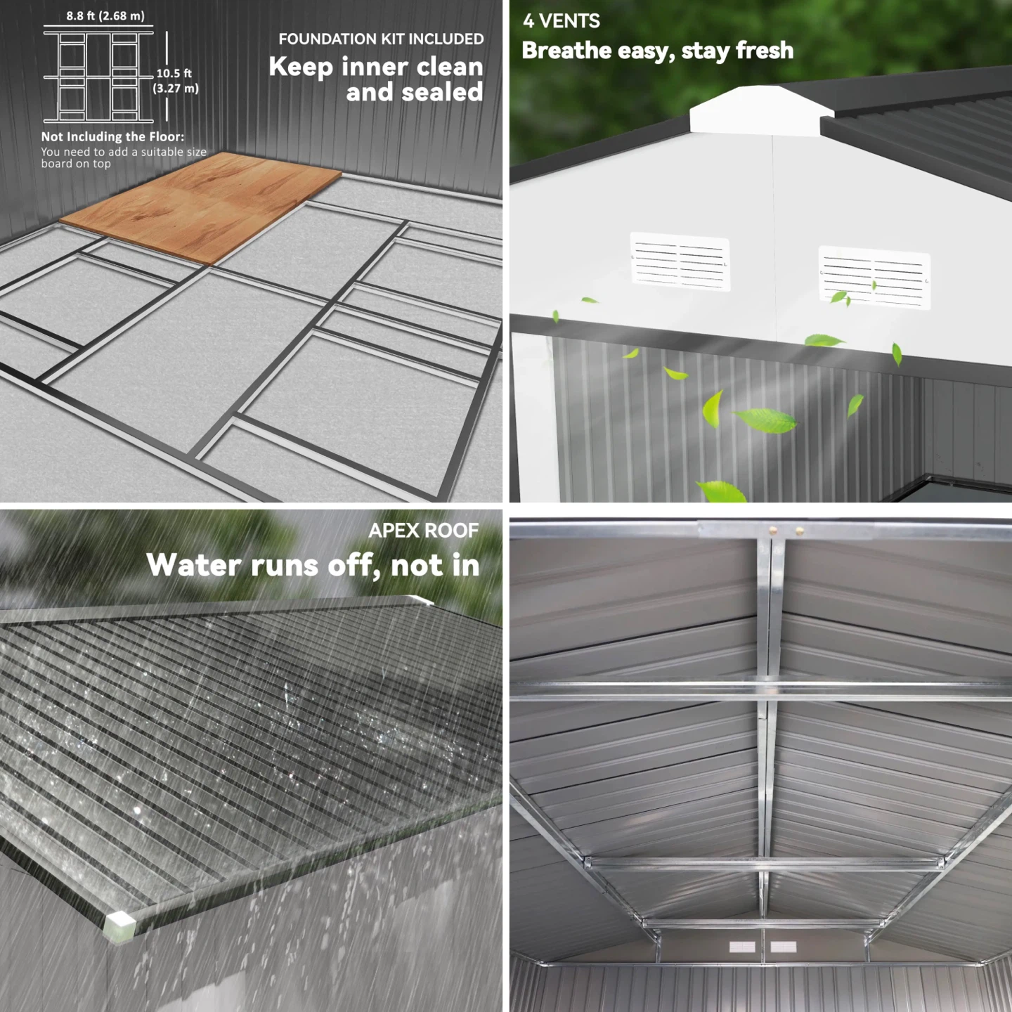 Outsunny Galvanized Steel Storage Shed - photo 2