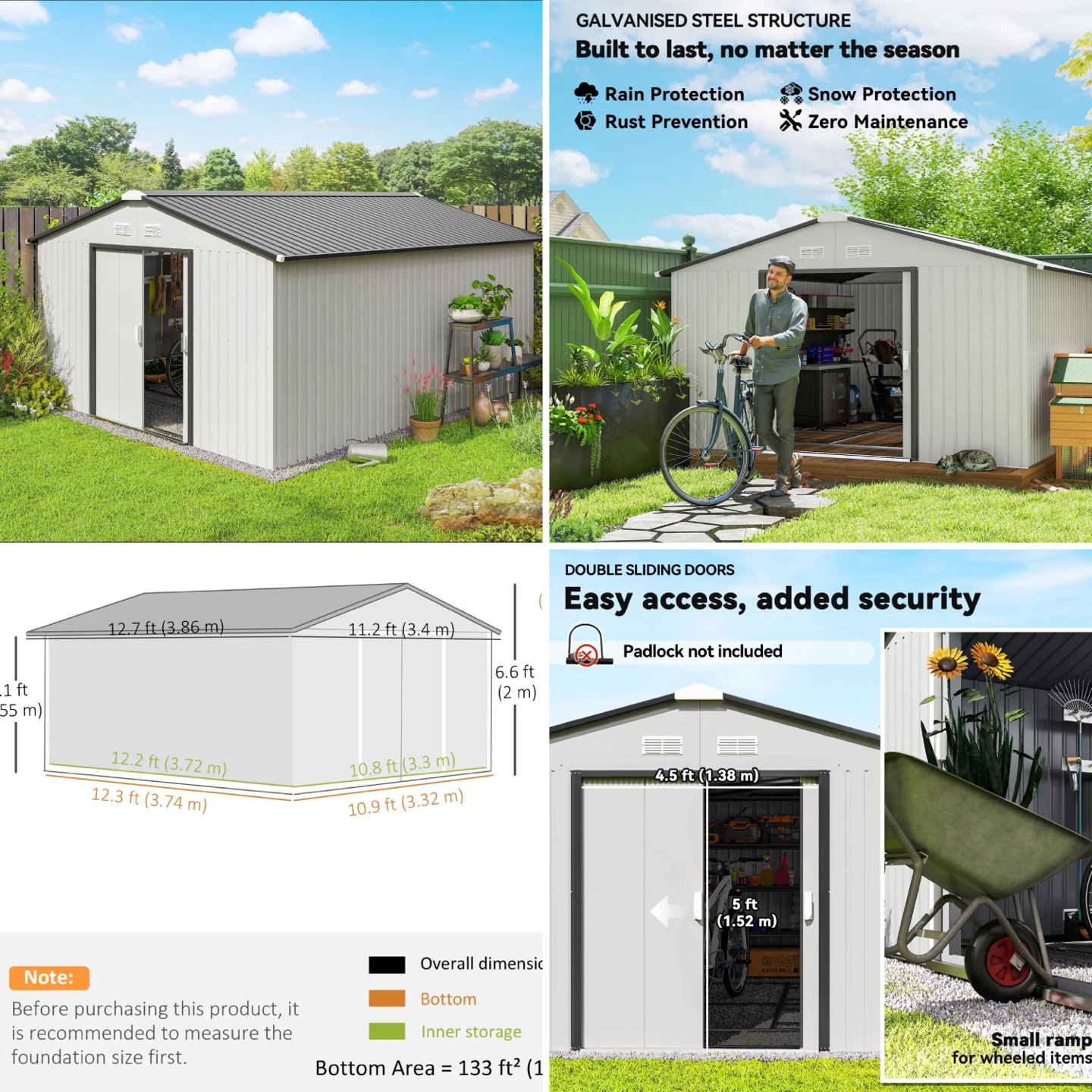 Outsunny Galvanized Steel Storage Shed - photo 3