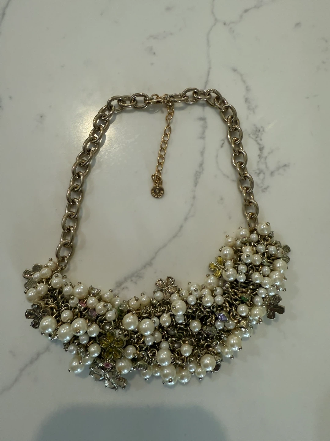 Talbots Pearl and Charm Statement Necklace