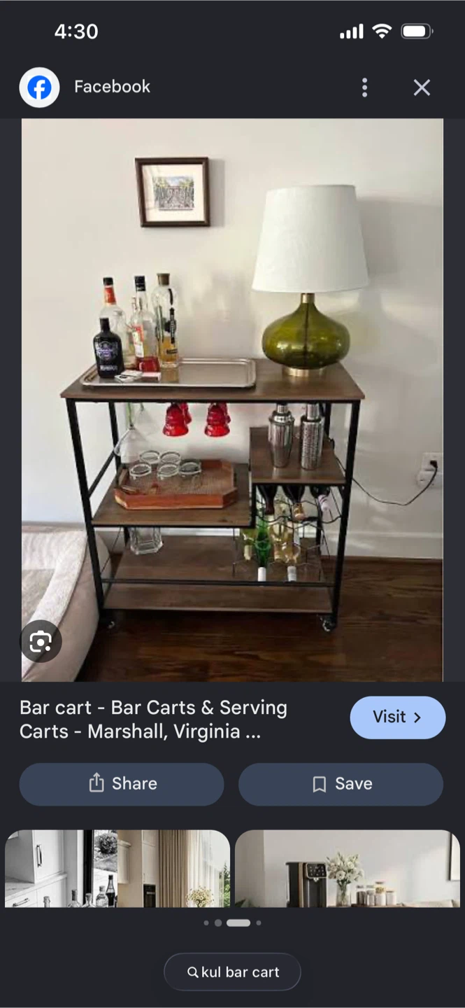 Bar Cart with Wine Rack and Glass Holder - photo 3
