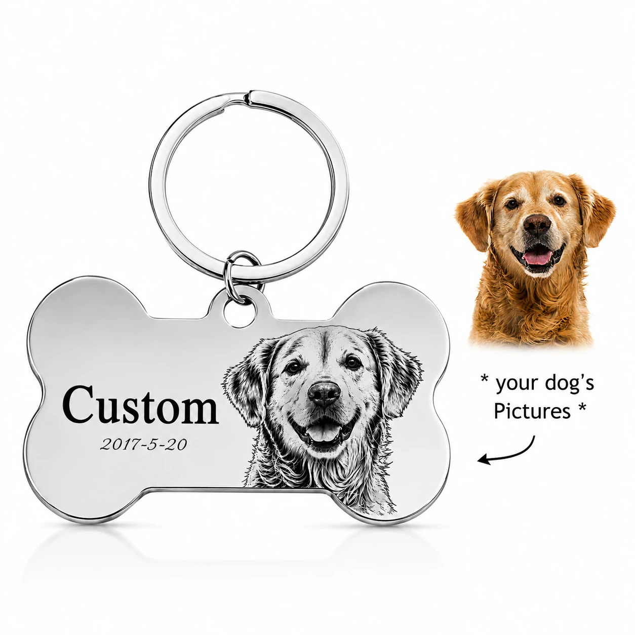 Custom Engraved Dog Bone tag and tactical colar - photo 3