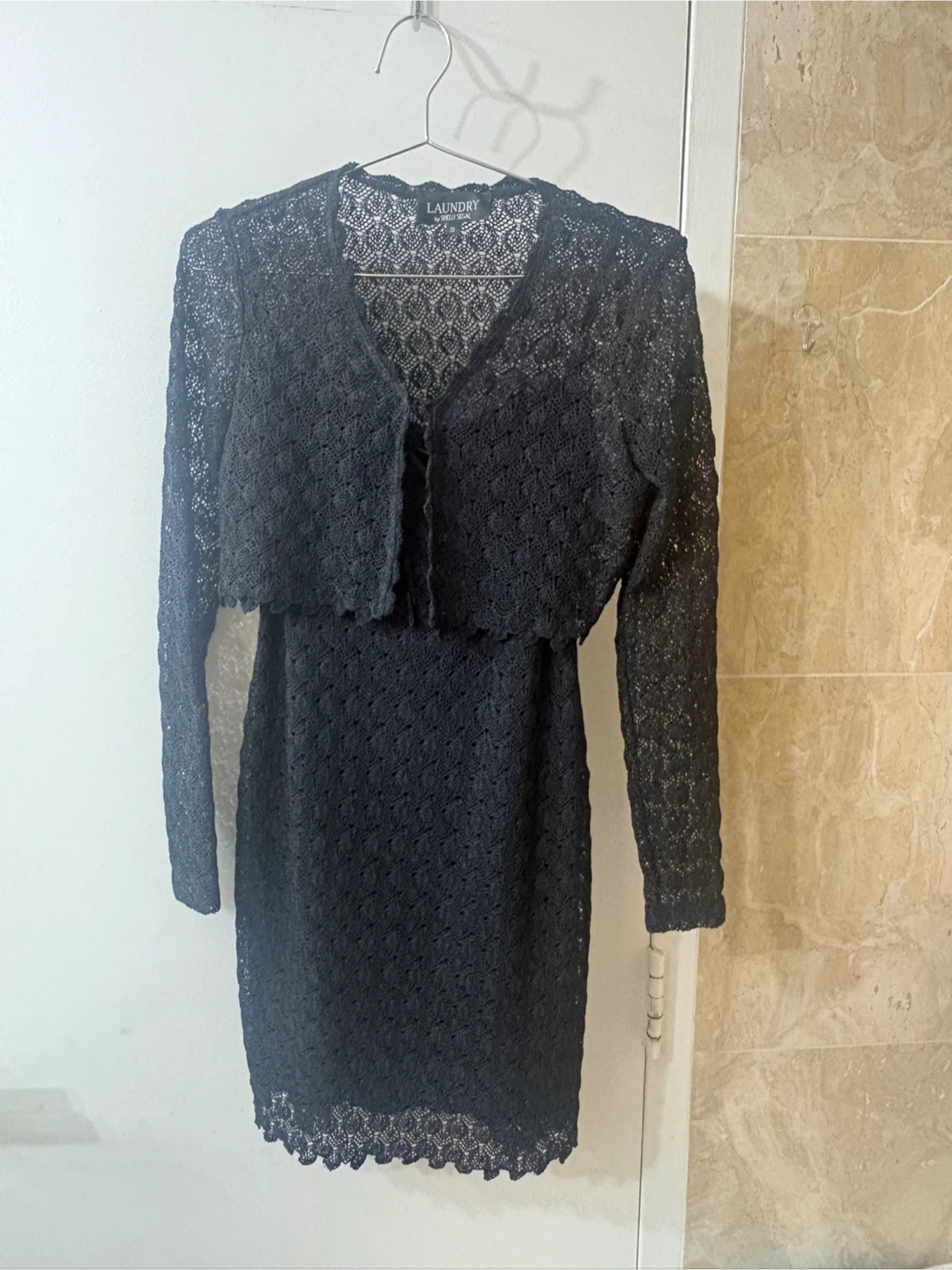 Laundry Black Lace Dress & Bolero Set S Spaghetti Strap