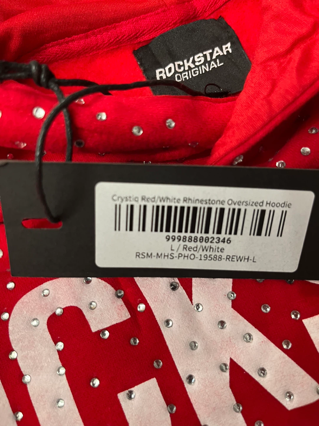 Rockstar Original Red Rhinestone Hoodie - photo 2