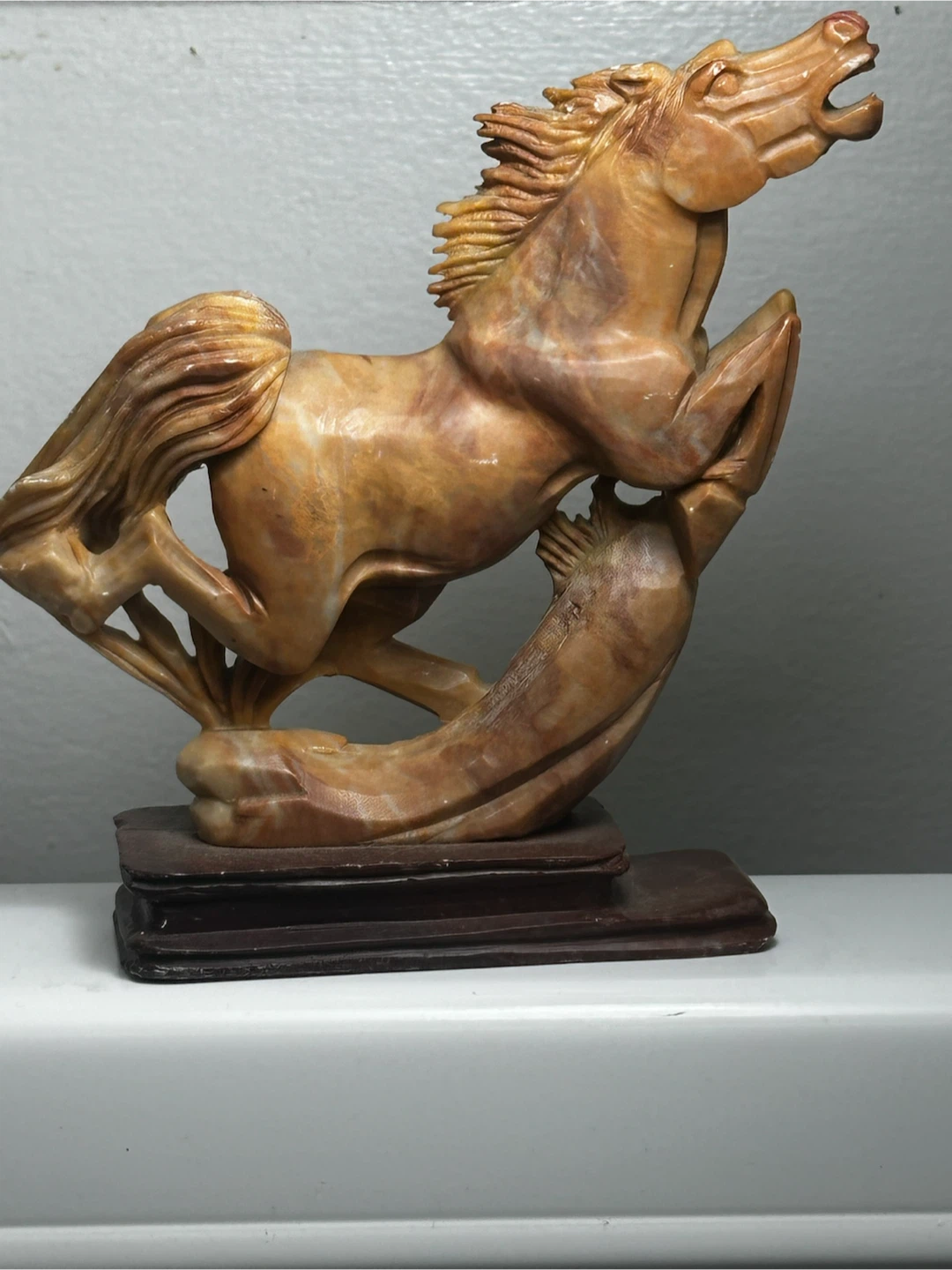Vintage Chinese Carved Soapstone Horse Statue