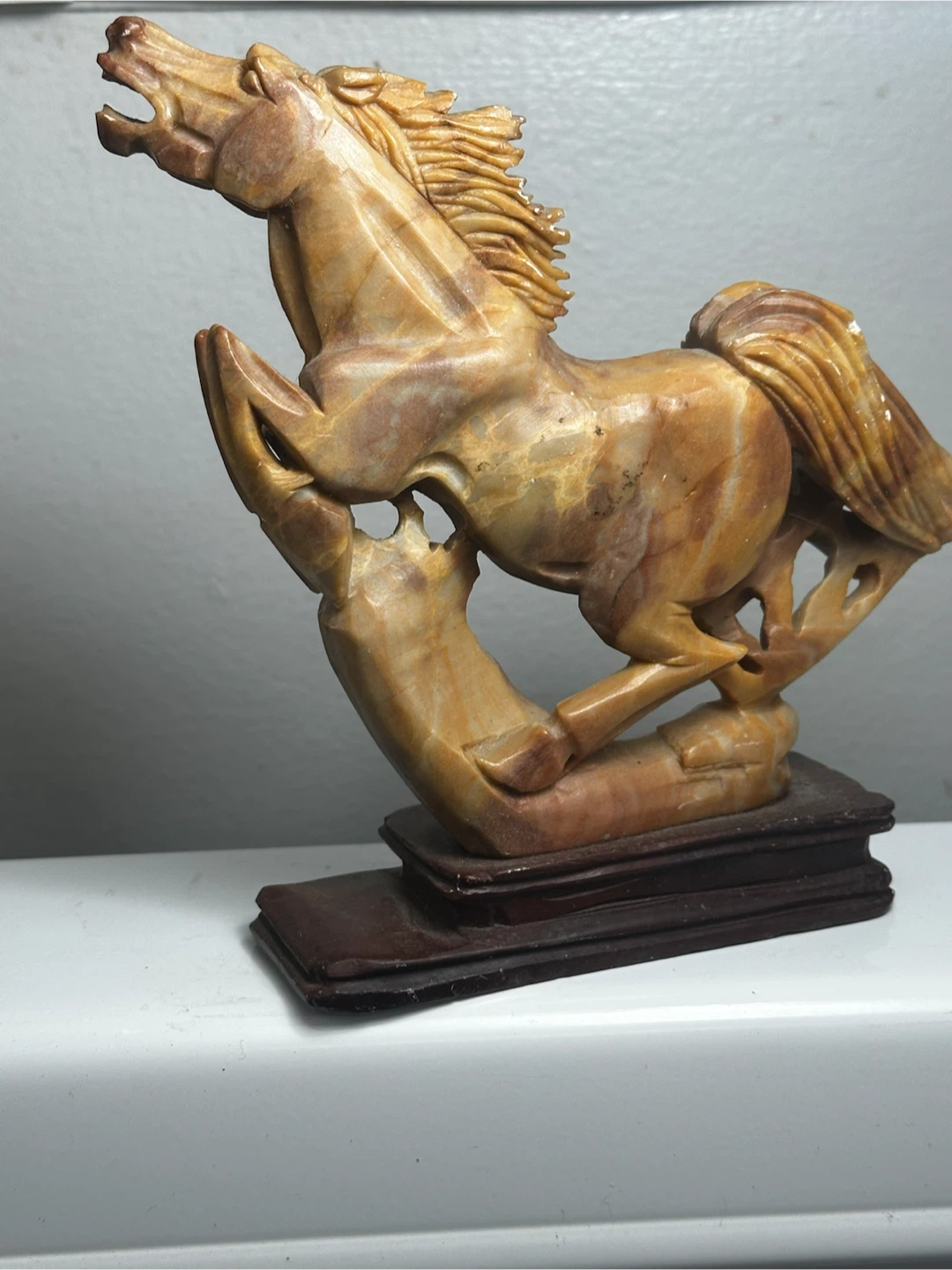 Vintage Chinese Carved Soapstone Horse Statue - photo 2