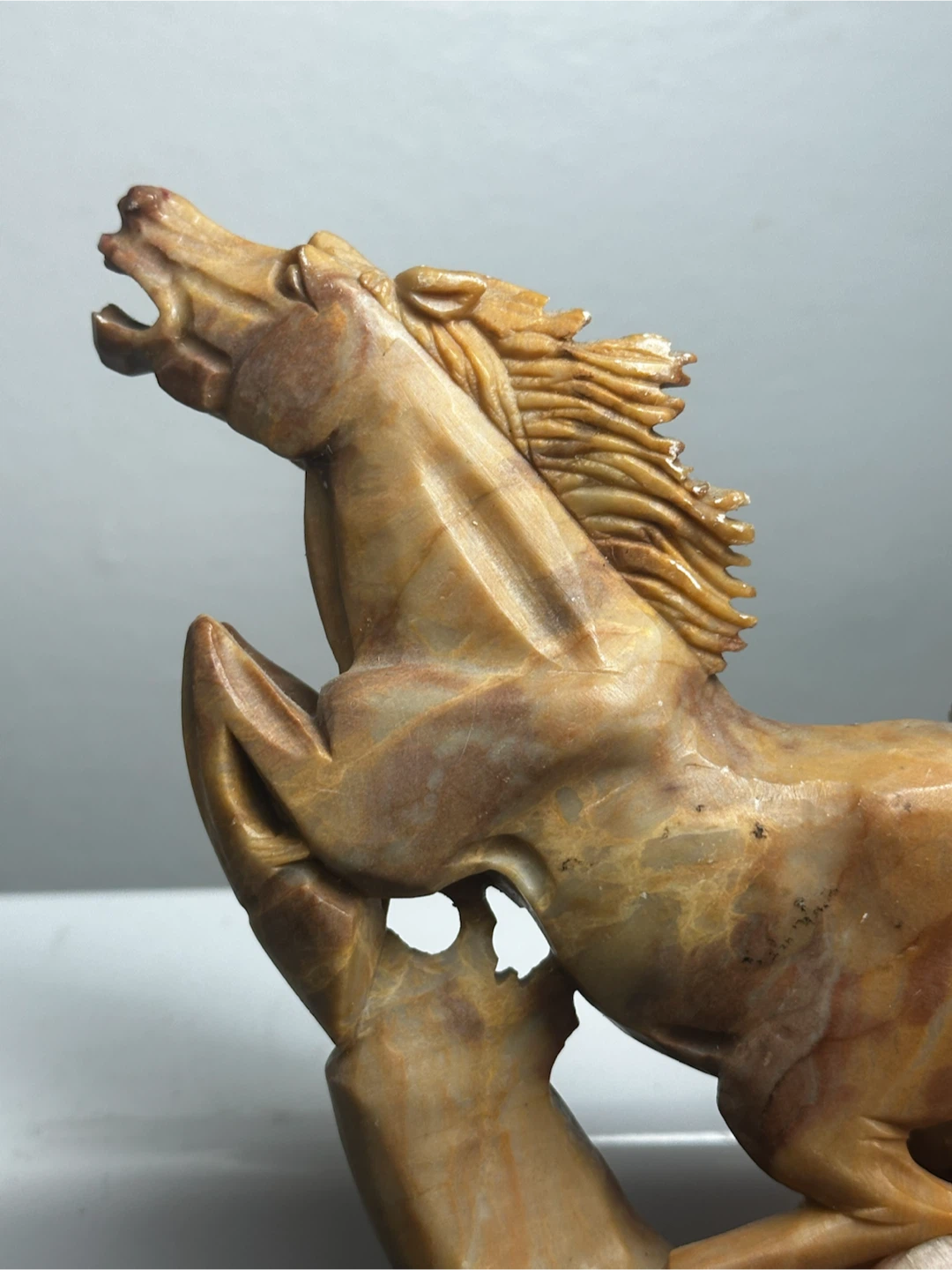 Vintage Chinese Carved Soapstone Horse Statue - photo 3