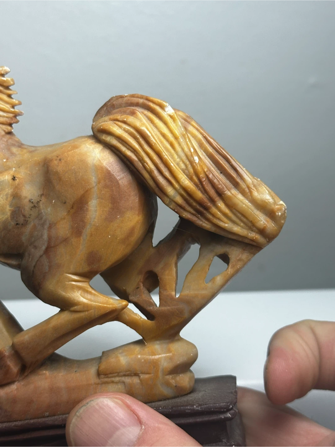Vintage Chinese Carved Soapstone Horse Statue - photo 4