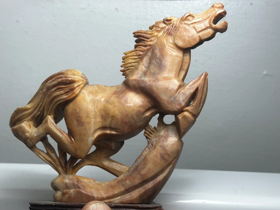 Vintage Chinese Carved Soapstone Horse Statue - photo 5