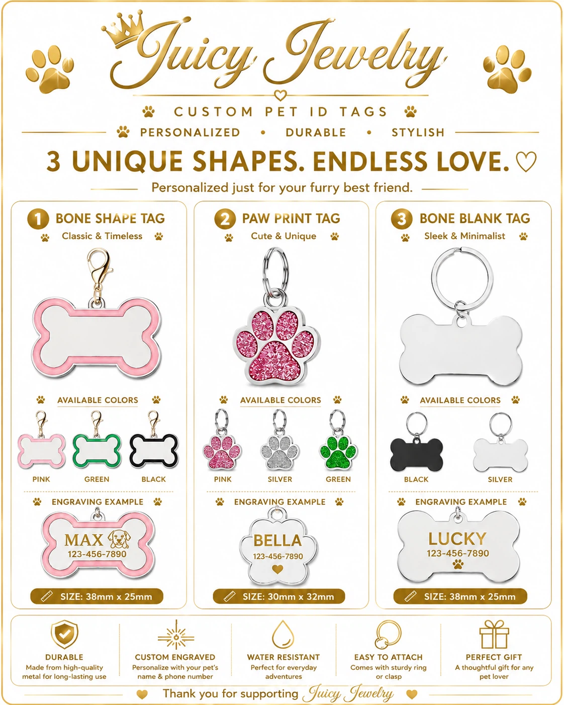 Juicy Jewelry Custom Pet ID Tags - Bone Shape - photo 3