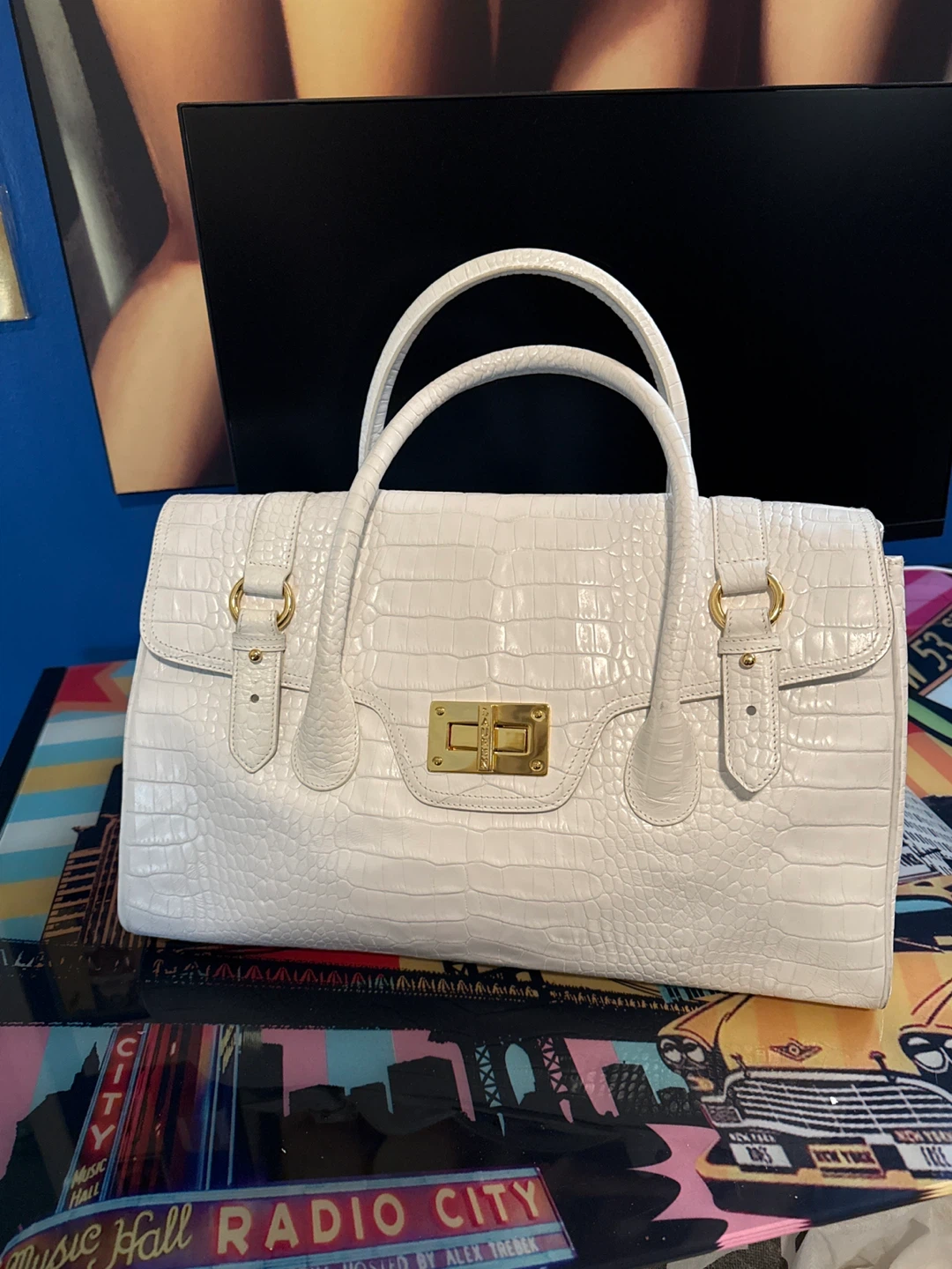 Lauren Ralph Lauren White Crocodile-Embossed Handbag - photo 2