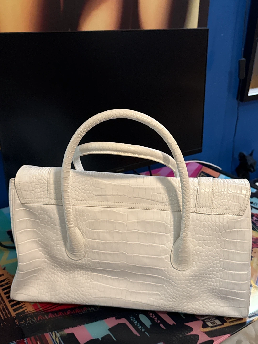 Lauren Ralph Lauren White Crocodile-Embossed Handbag - photo 4