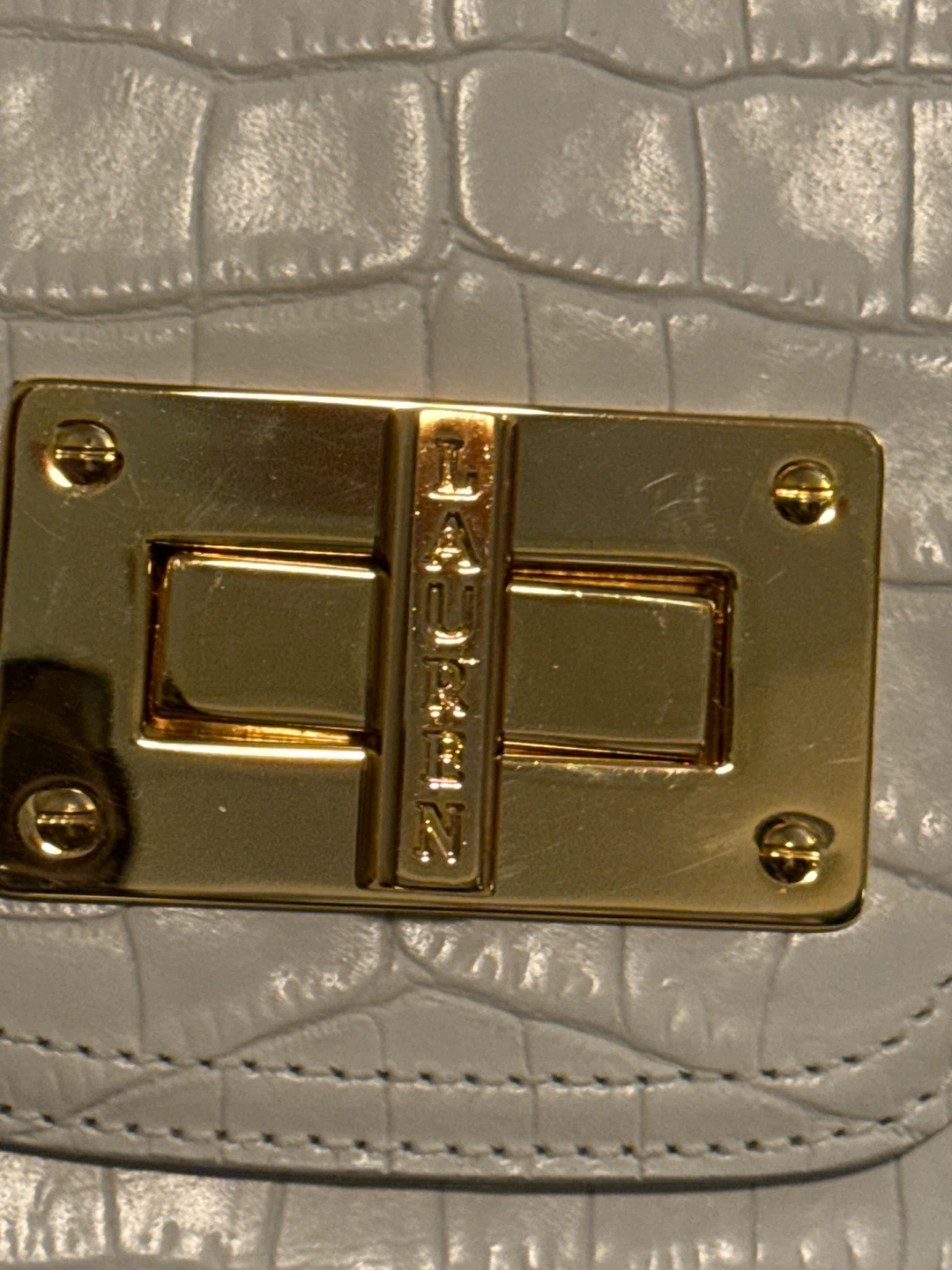 Lauren Ralph Lauren White Crocodile-Embossed Handbag - photo 5