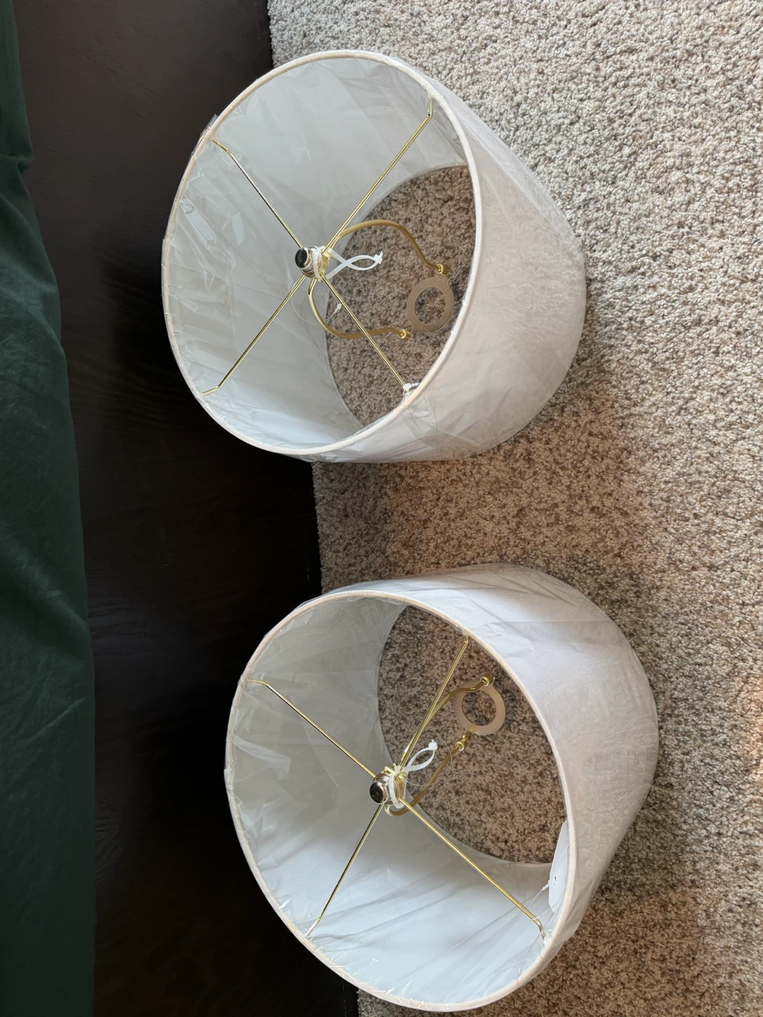 Pair of White Drum Lamp Shades - photo 2