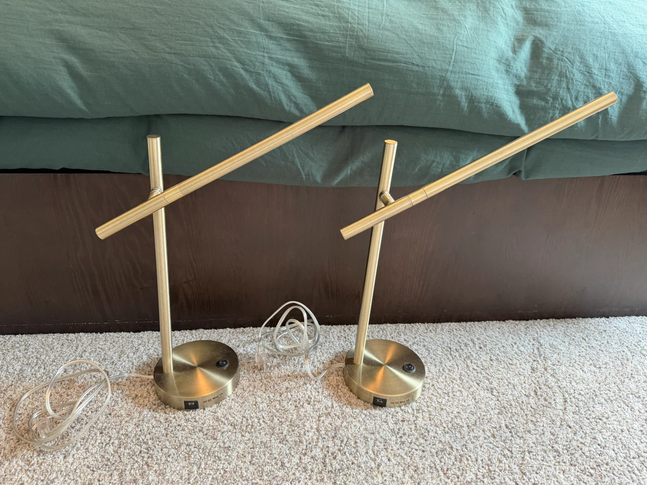 Set of 2 Brass LED Desk Lamps