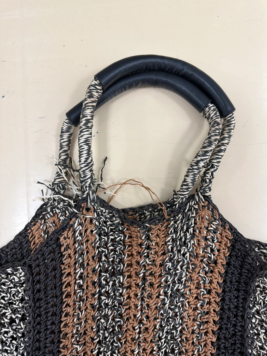 Woven Tote Bag with Leather Handles - photo 3