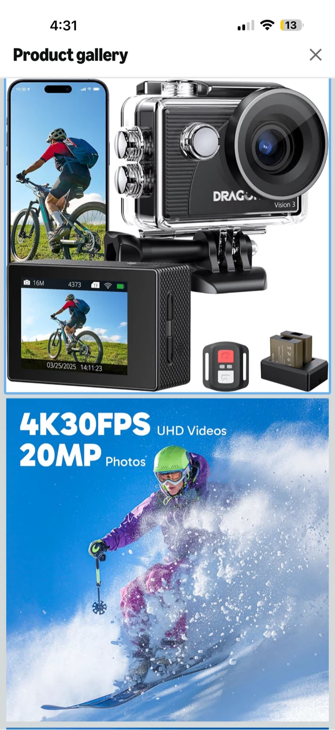 BNIB!!! Dragon Touch Vision 3 4K Action Camera - photo 2
