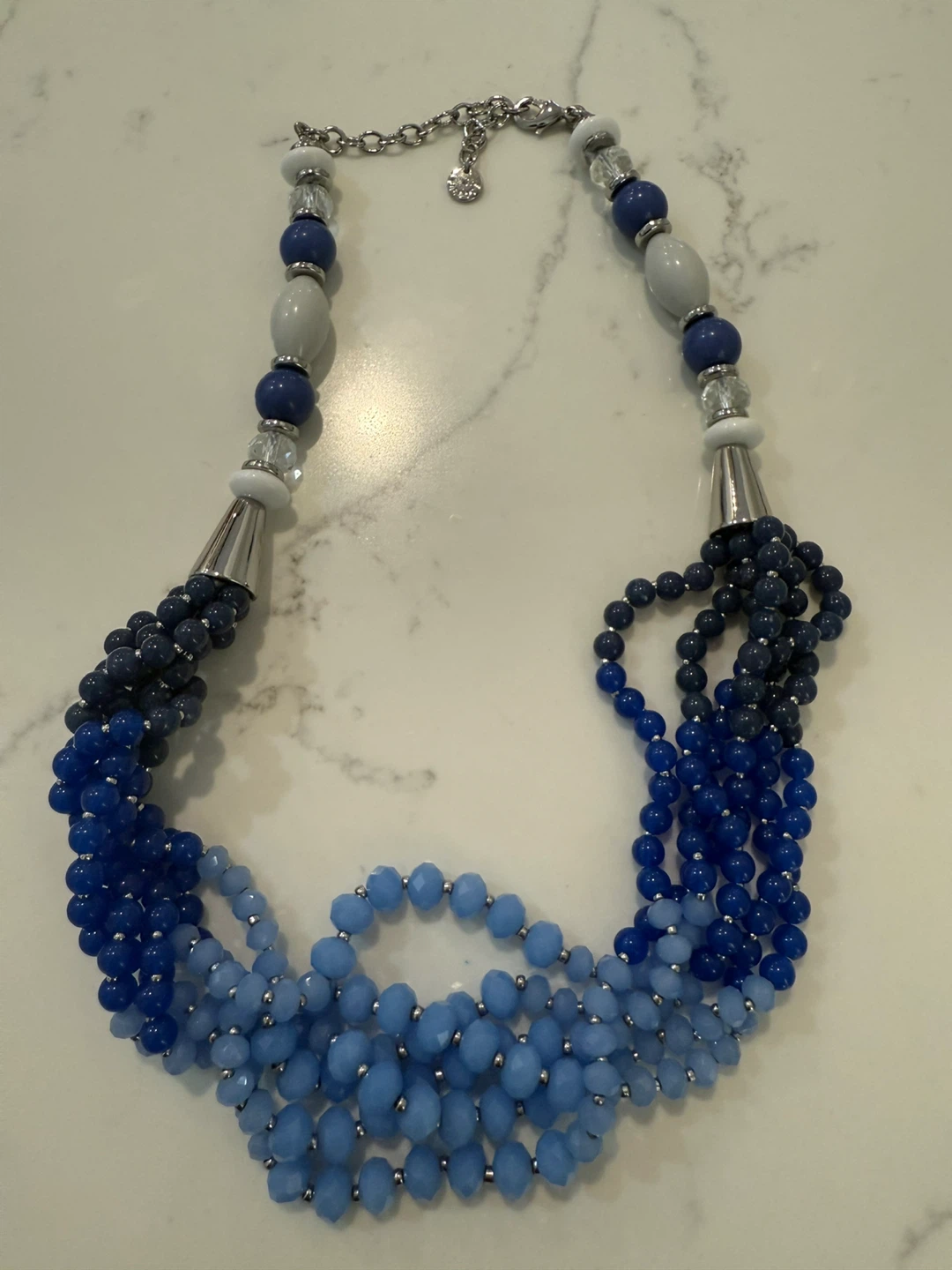 Chico's Blue Multi-Strand Beaded Statement Necklace