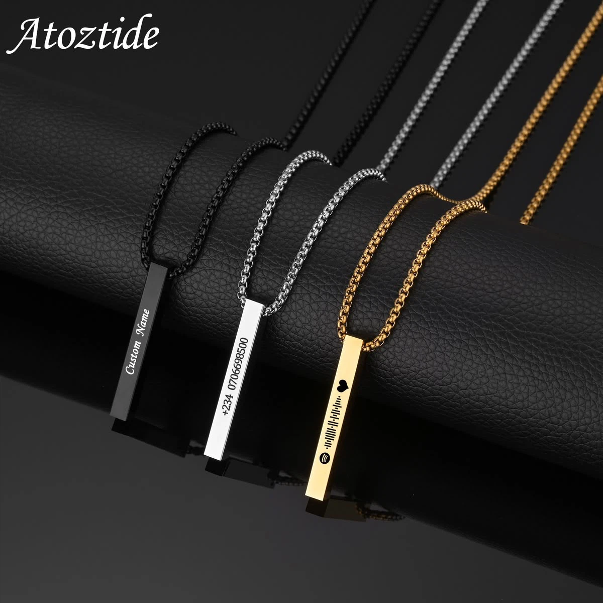 Personalized Bar Necklace  - 18k gold plated stainless steel