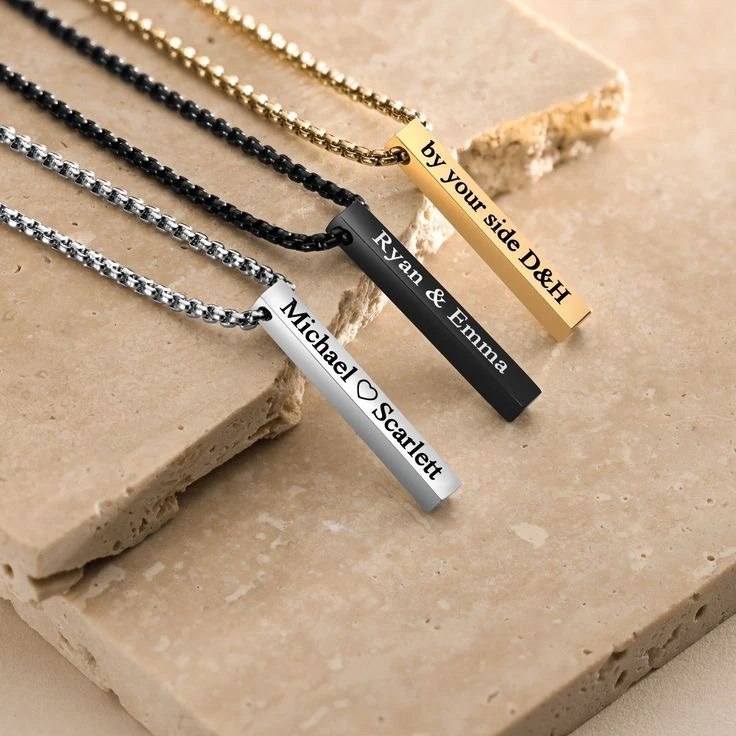 Personalized Bar Necklace  - 18k gold plated stainless steel - photo 2