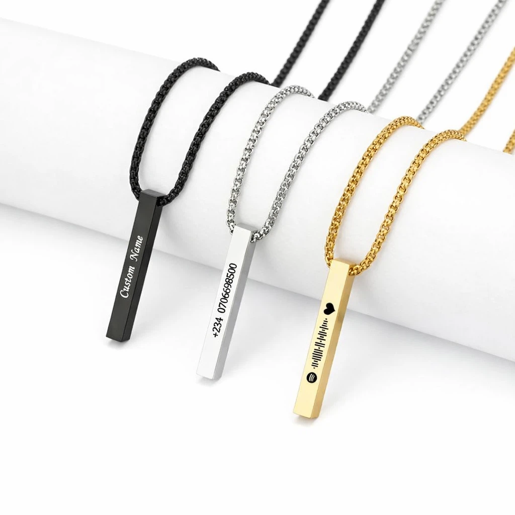 Personalized Bar Necklace  - 18k gold plated stainless steel - photo 3