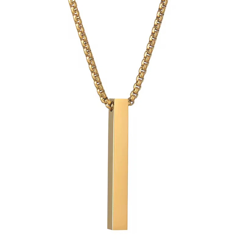 Personalized Bar Necklace  - 18k gold plated stainless steel - photo 4