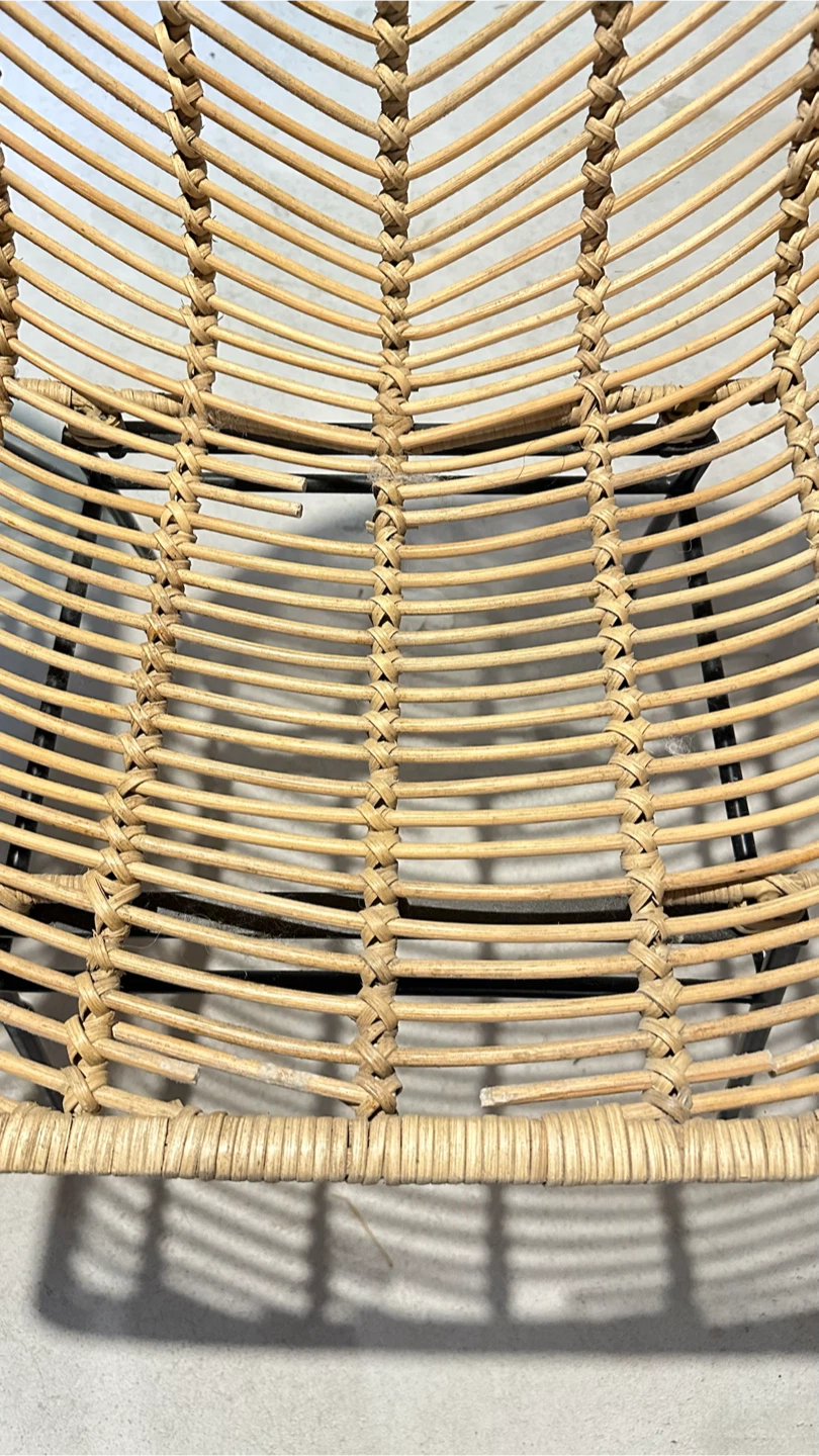 Set of Four Woven Rattan Dining Chair with Black Metal Legs - photo 5