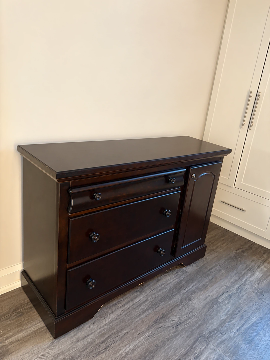 Dark Wood Dresser with Cabinet