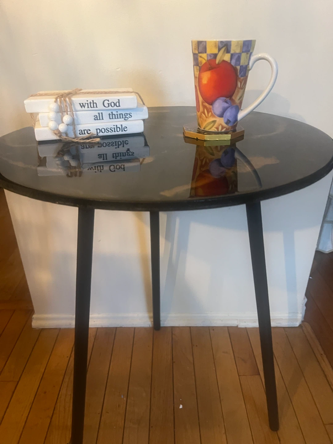 Round Black and Gold Side Table