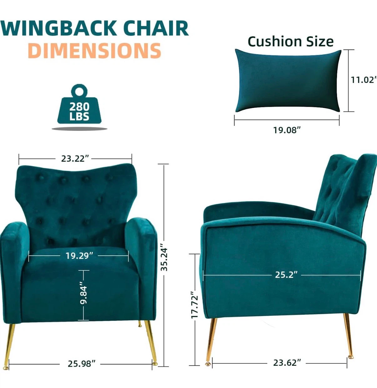 2 Teal Velvet Armchairs - photo 5