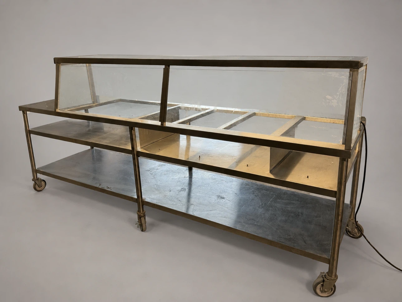 Large Stainless Steel Serving Display Table with Light