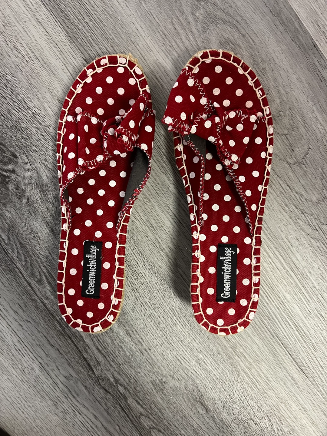 Greenwich Village Red Polka Dot Espadrille Wedges