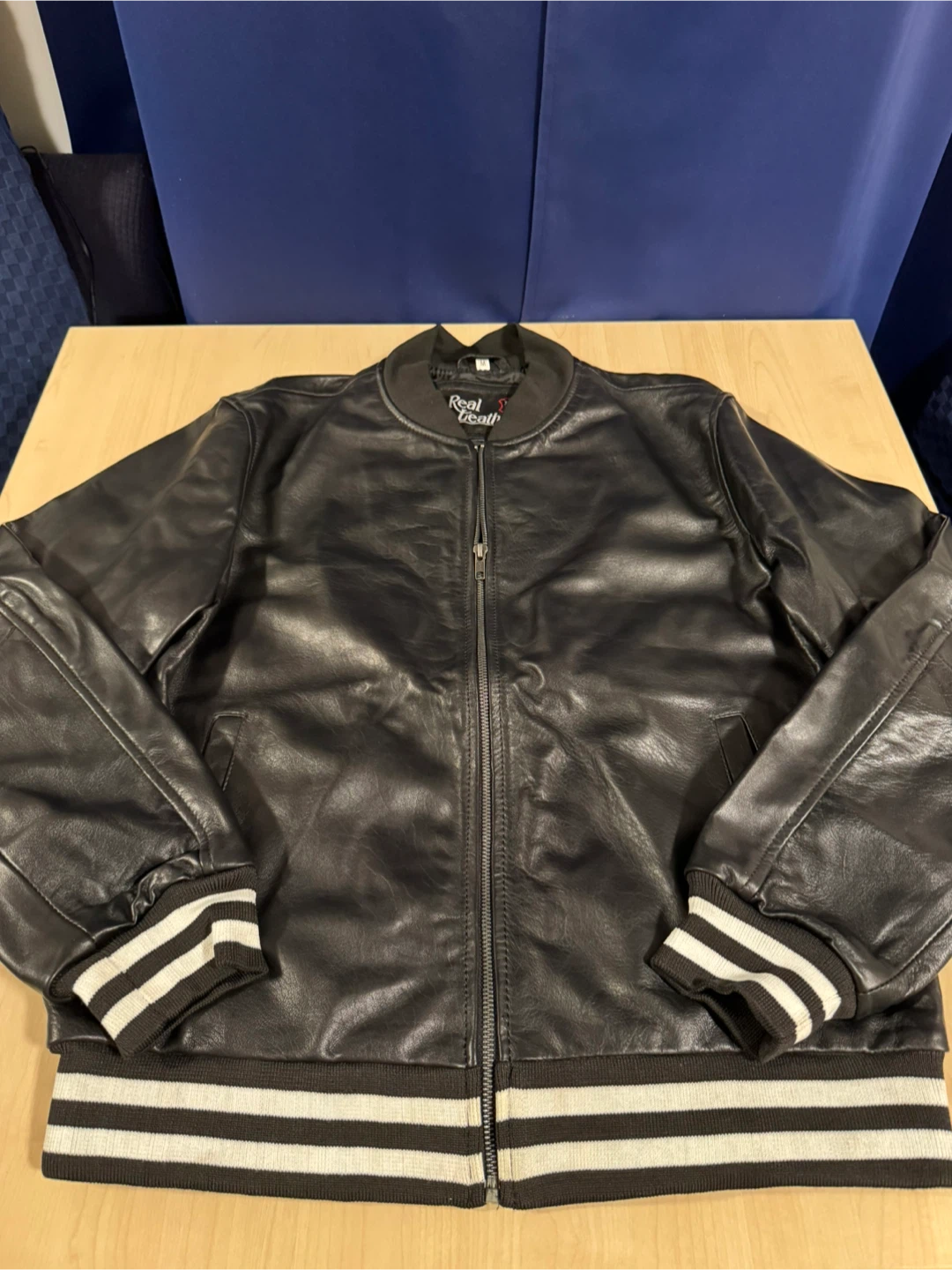 Real Leather Black Bomber Jacket