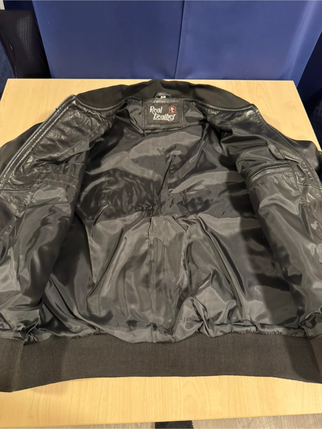 Real Leather Black Bomber Jacket - photo 5