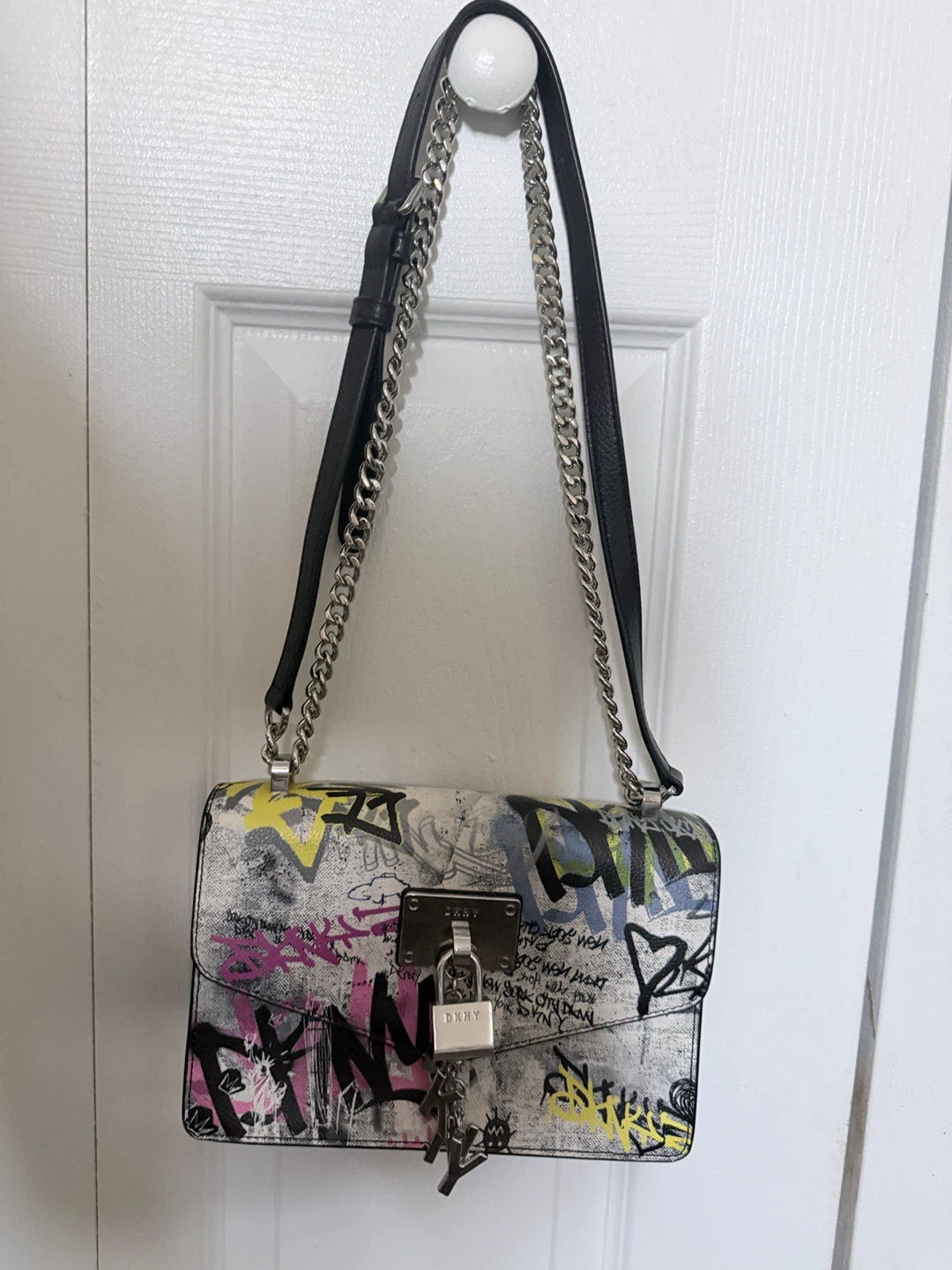 DKNY Shoulder Bag with Graffiti Print