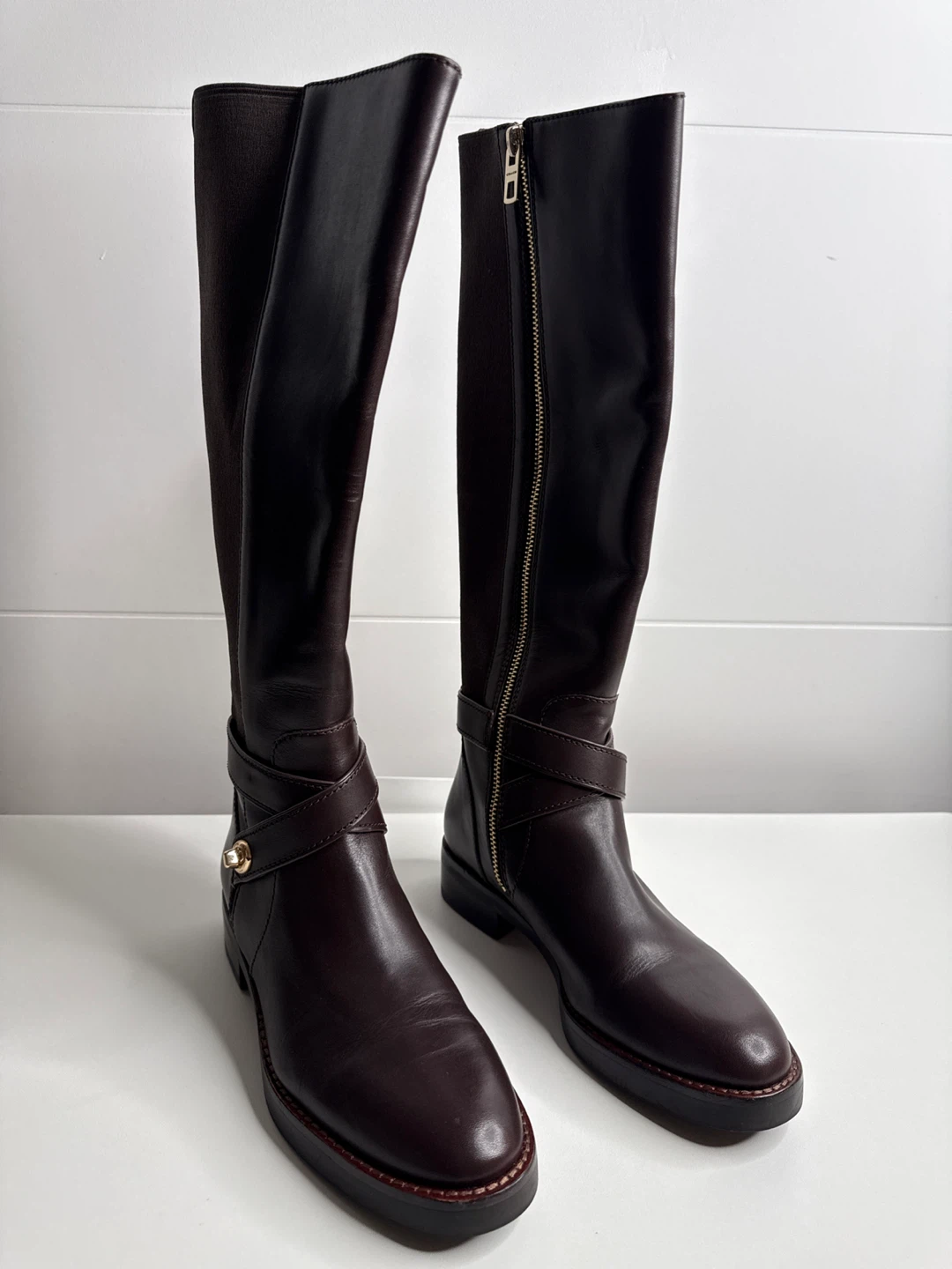 Coach Knee-High Leather Boots Brown Size 6