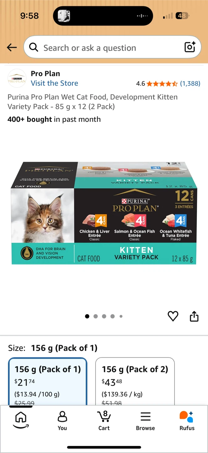 Purina Pro Plan Kitten Wet Cat Food Variety Pack