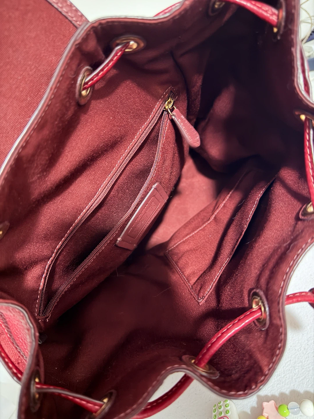 Coach Burgundy Signature Backpack with Labubu doll - photo 3