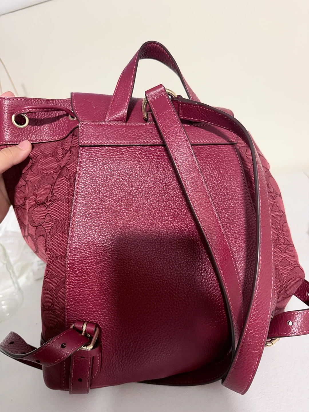 Coach Burgundy Signature Backpack with Labubu doll - photo 5