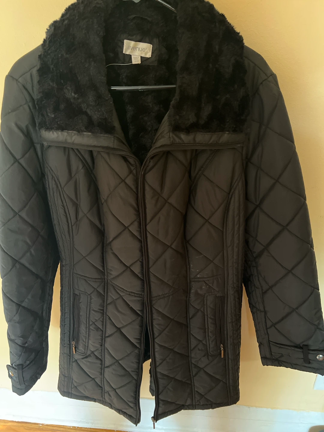Avenue Black Quilted Coat