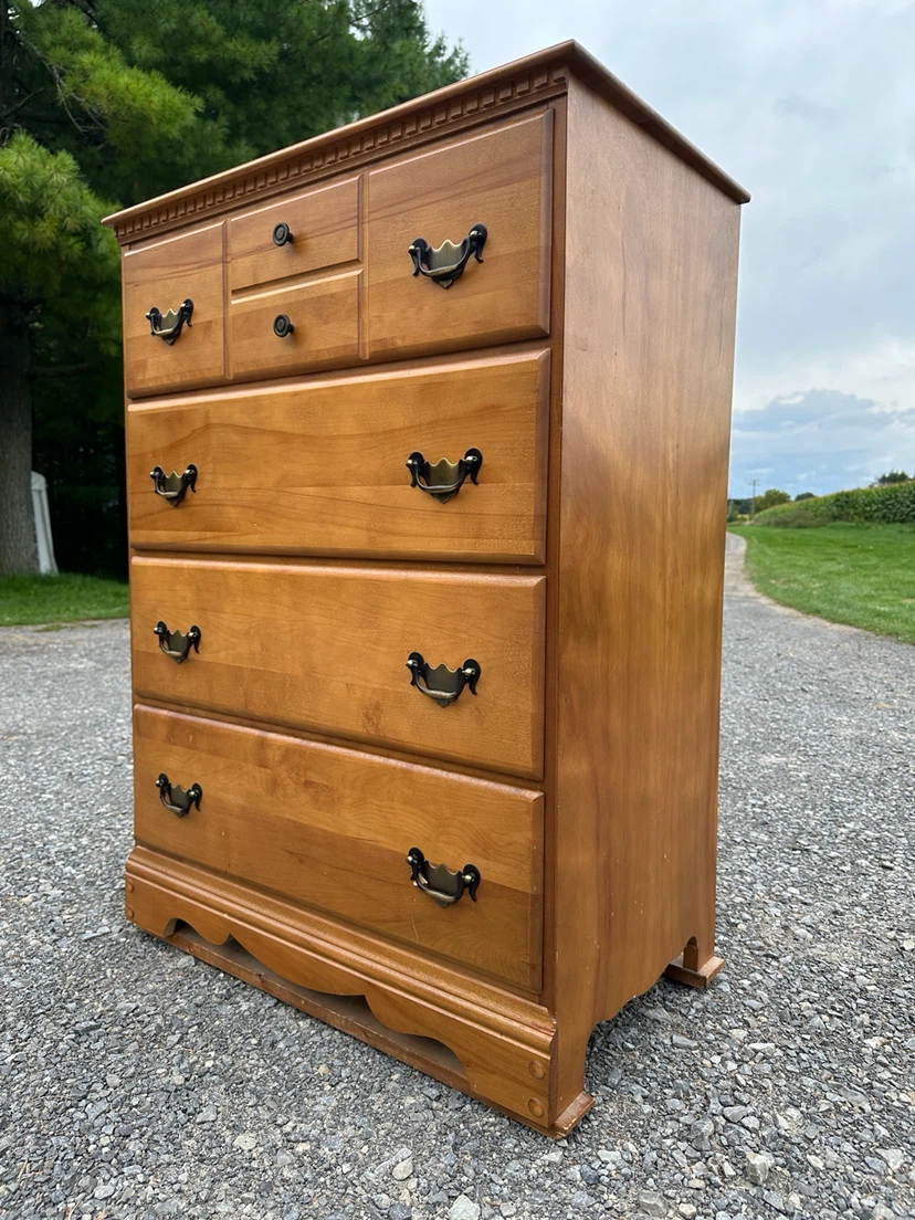 Vintage Marius Ouellet Solid Birch Highboy Dresser (CAN DELIVER) - photo 3